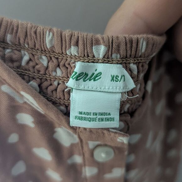 Aerie Brown Polka Dot Button Down Slip Mini Dress Sundress - Picture 6 of 7